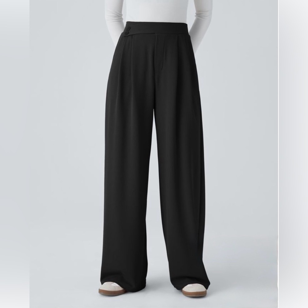 HALARA High Waisted Pocket Wide Leg Waffle Casual Pants